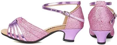 DKZSYIM Women's Latin Dance Shoes Ballroom Practice Performance Dance Shoes Model DY08