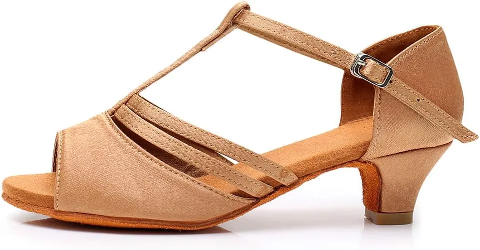 DKZSYIM Women's Satin Latin Dance Shoes Professional Ballroom Salsa Practice Performance Dancing Shoes,Model XGG-Women