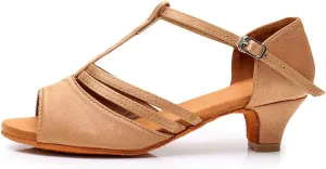 DKZSYIM Women's Satin Latin Dance Shoes Professional Ballroom Salsa Practice Performance Dancing Shoes,Model XGG-Women