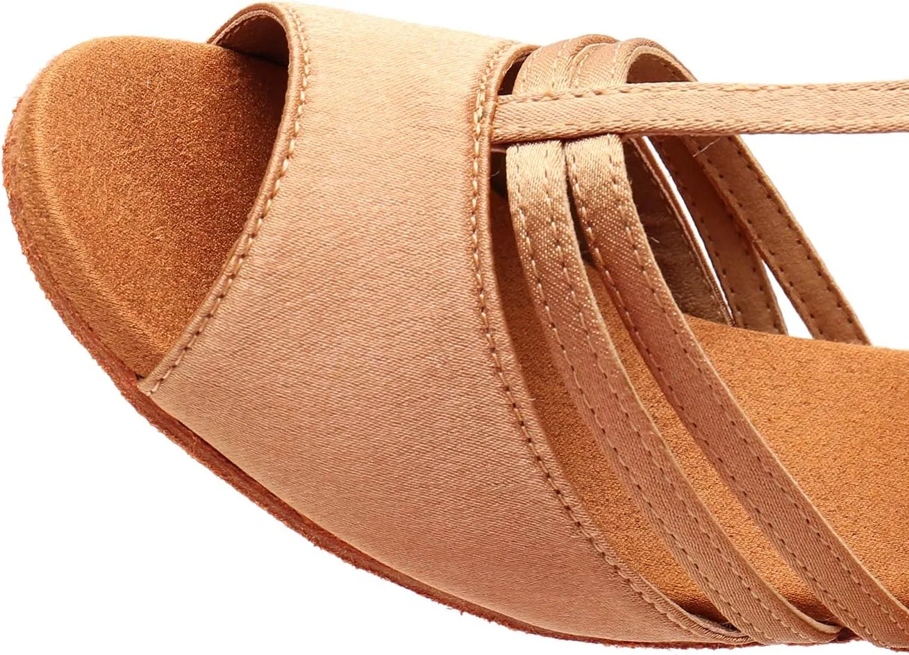 DKZSYIM Women's Satin Latin Dance Shoes Professional Ballroom Salsa Practice Performance Dancing Shoes,Model XGG-Women