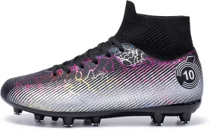 Female teenagers or adult women's soccer shoes AG long nail mid width version training and training sports shoes lightweight and durable, enhanced grip design  (black, Adult, Women, 5.5, Numeric, US Footwear Size System, Medium)