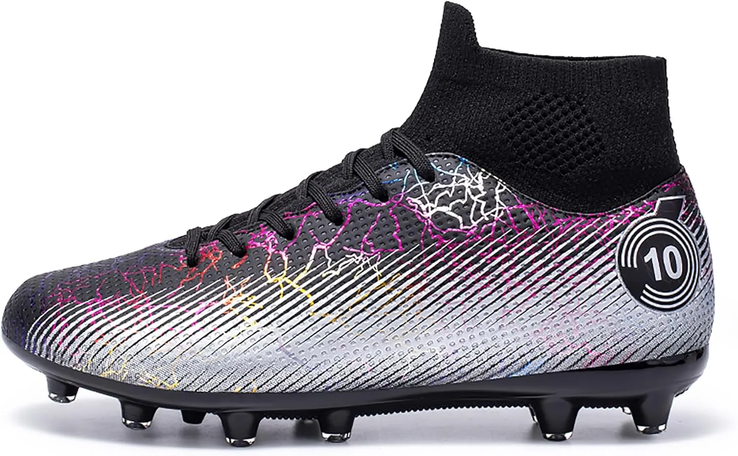 Female teenagers or adult women's soccer shoes AG long nail mid width version training and training sports shoes lightweight and durable, enhanced grip design  (black, Adult, Women, 5.5, Numeric, US Footwear Size System, Medium)