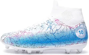 Female teenagers or adult women's soccer shoes AG long nail mid width version training and training sports shoes lightweight and durable, enhanced grip design  (white, Adult, Women, 6.5, Numeric, US Footwear Size System, Medium)