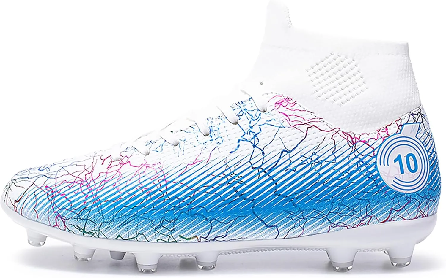 Female teenagers or adult women's soccer shoes AG long nail mid width version training and training sports shoes lightweight and durable, enhanced grip design  (white, Adult, Women, 7.5, Numeric, US Footwear Size System, Medium)