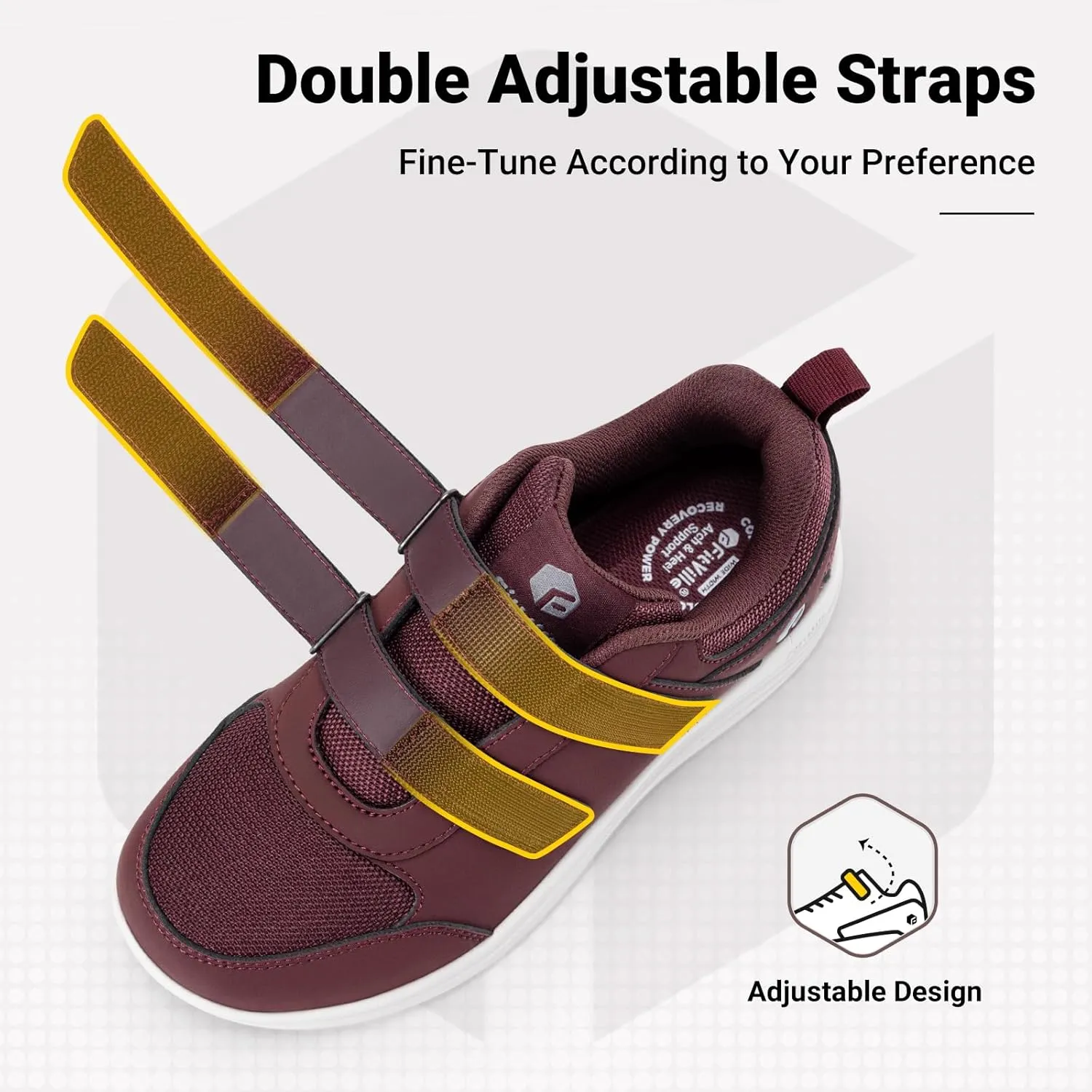 FitVille Diabetic Shoes for Women Wide Width Lightweight Adjustable Strap Comfortable Mesh Wide Width Walking Shoes for Women