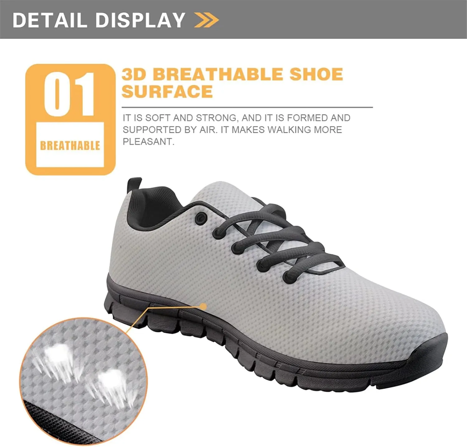 Forchrinse Grey Lion Women's Walking Shoes, Size 5, Casual, Athletic Shoe