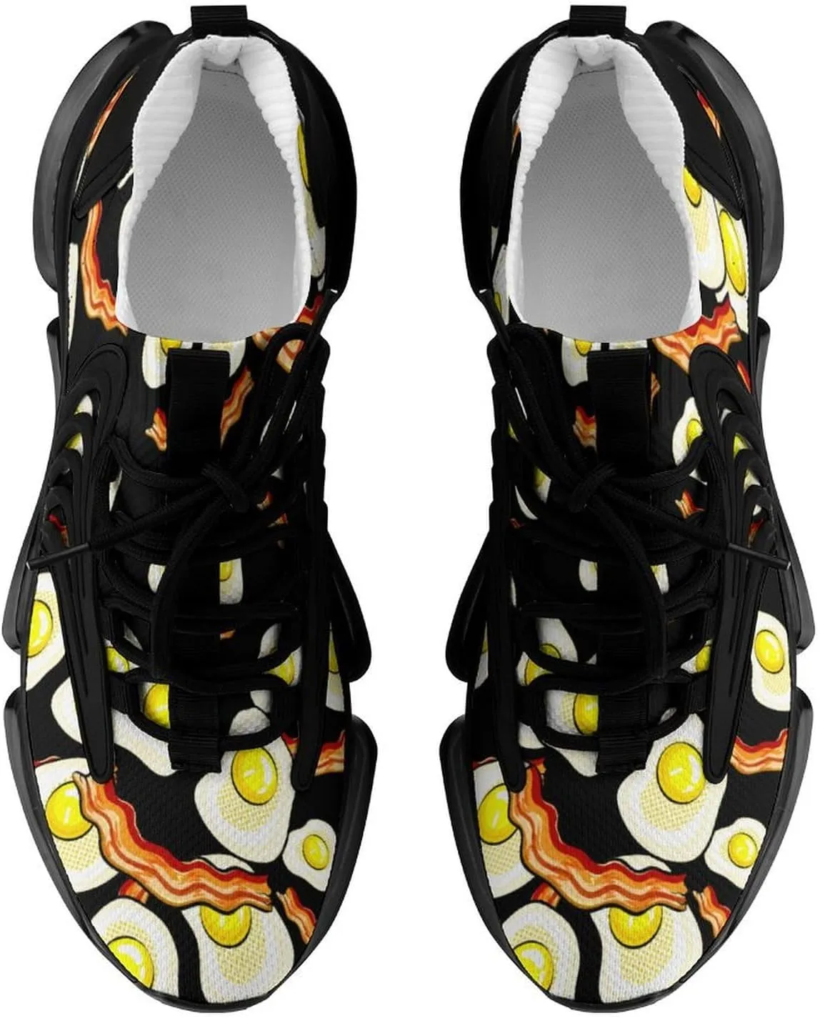 Fried Eggs Bacon Funny Smiling Face Lightweight Women's Sneakers Running Tennis Shoes Walking Sportswear Gym Travel for Men