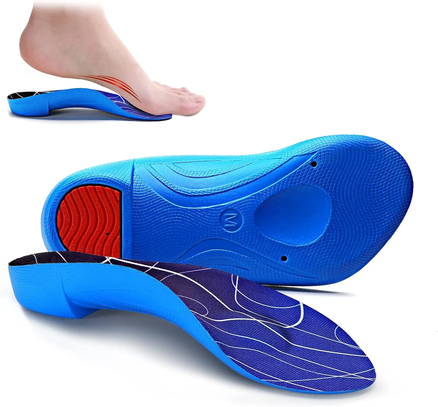 Gel High Arch Support for Women Men, Ultra Thin Orthotic Inserts 3/4 Length, Comfort Athletic Insoles for Relief Plantar Fasciitis, Heel Spur Pain, Flat Feet, Metatarsalgia, OverPronation