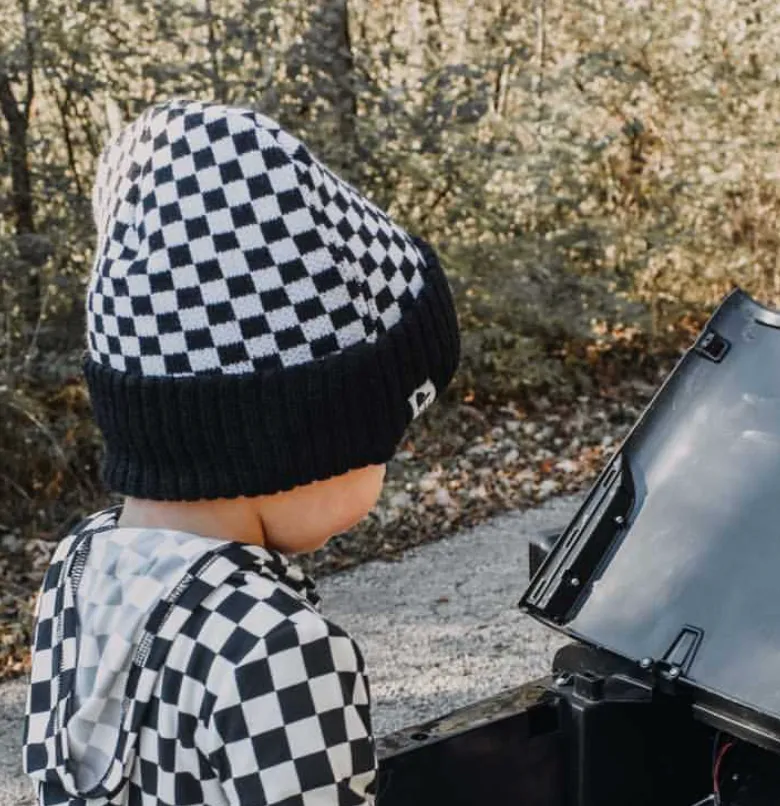 George Hats - Check Beanie in Black and White