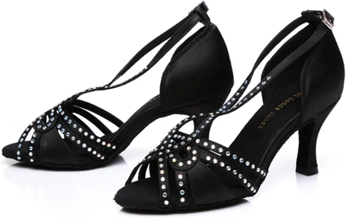 Glitter Dance Shoes for Women Rhinestones Ballroom Party Bridal Wedding Sandals