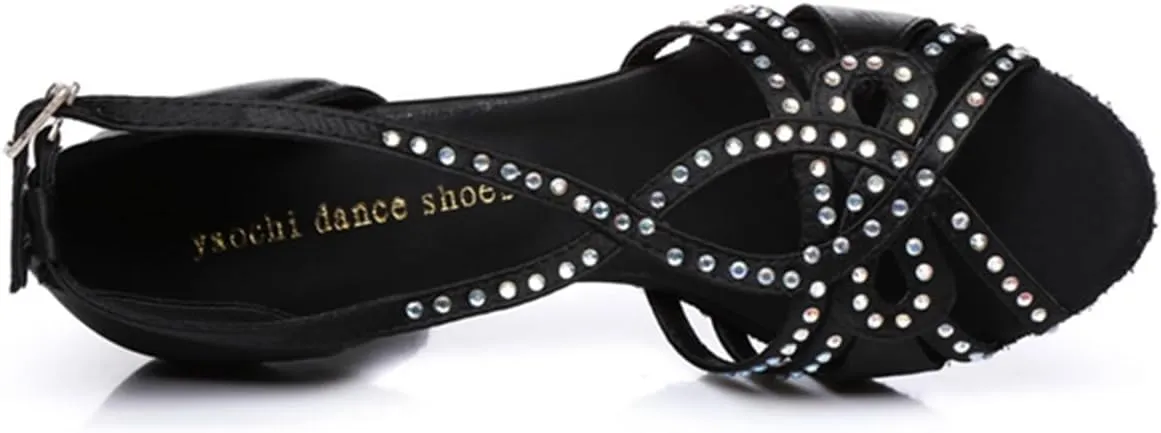 Glitter Dance Shoes for Women Rhinestones Ballroom Party Bridal Wedding Sandals