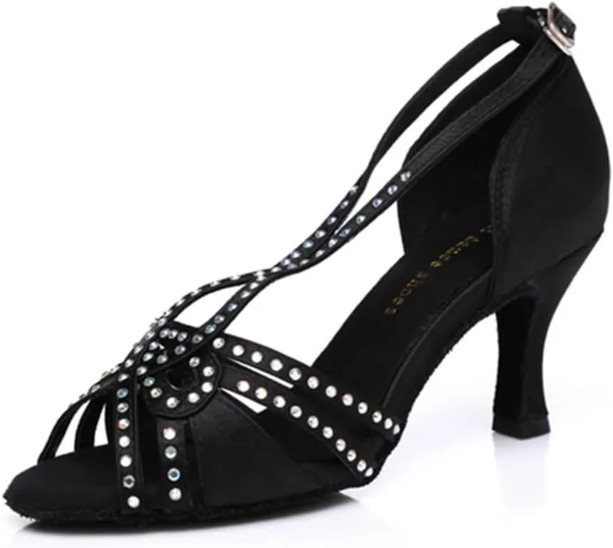 Glitter Dance Shoes for Women Rhinestones Ballroom Party Bridal Wedding Sandals