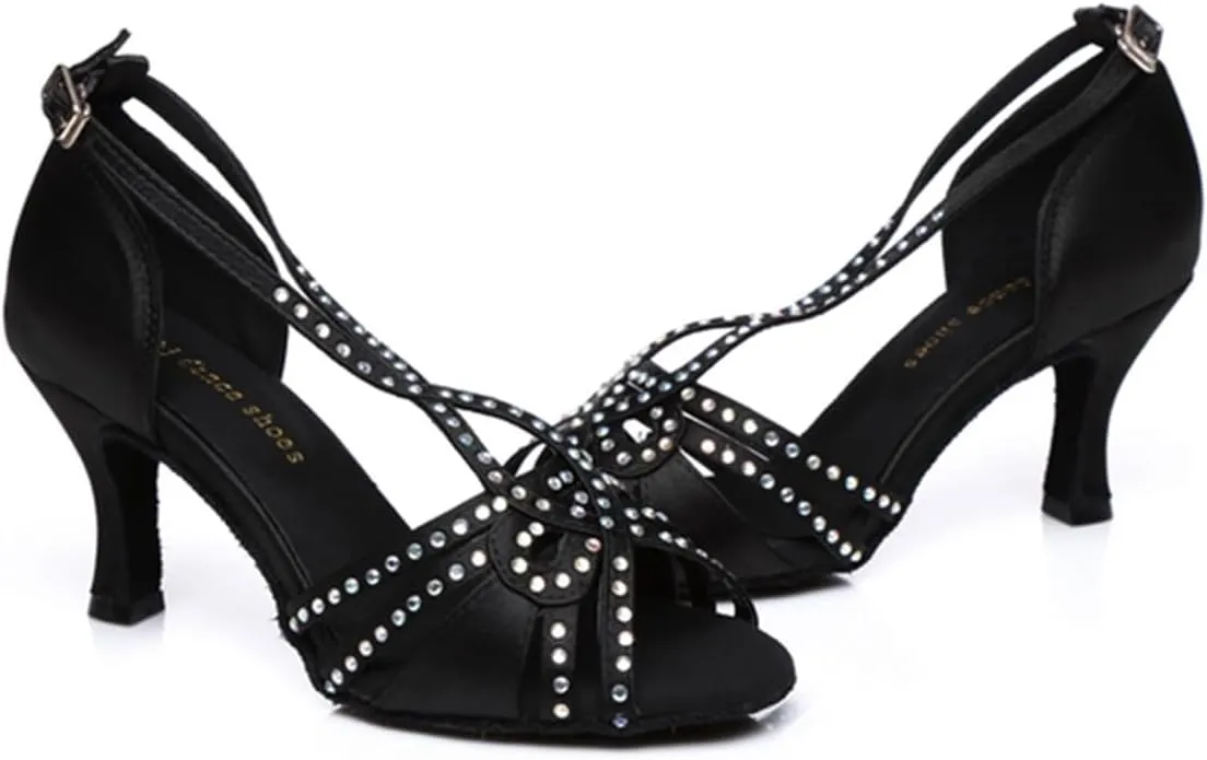 Glitter Dance Shoes for Women Rhinestones Ballroom Party Bridal Wedding Sandals