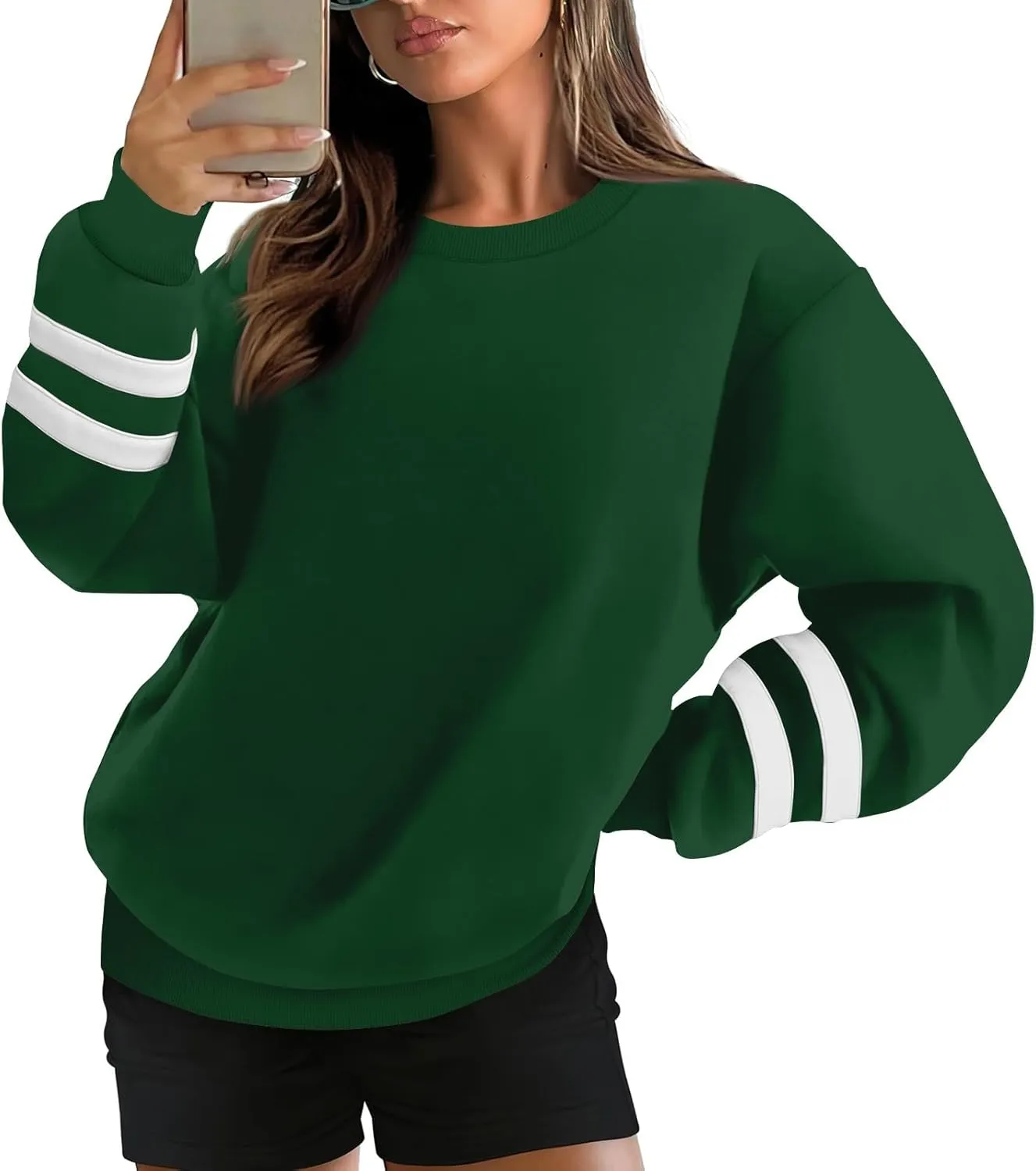 GOFULY Crewneck Sweatshirt For Women Trendy Plus Size Shirts Long Sleeve Oversized Sweatshirts Fall Winter Solid Pullover