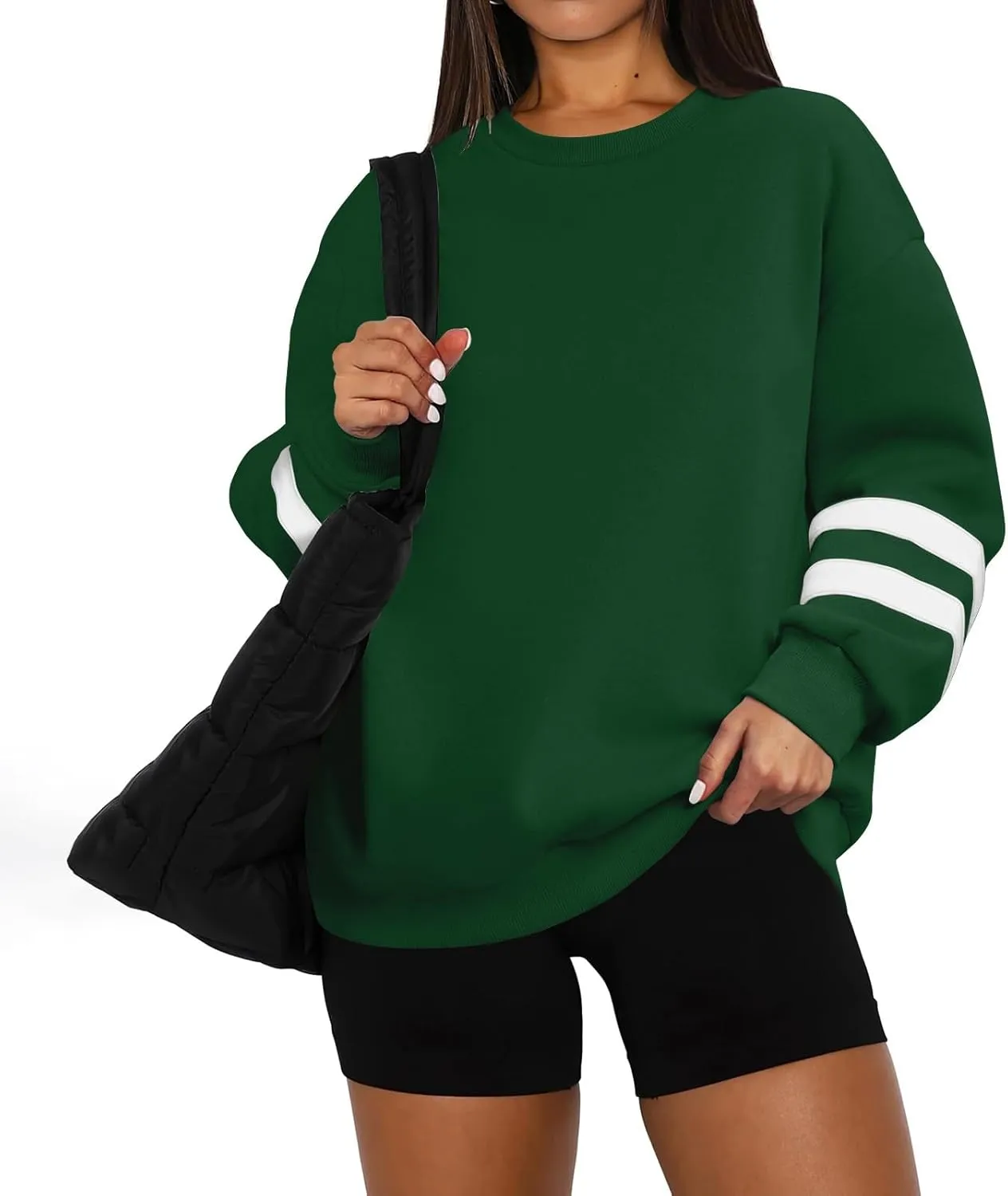 GOFULY Crewneck Sweatshirt For Women Trendy Plus Size Shirts Long Sleeve Oversized Sweatshirts Fall Winter Solid Pullover