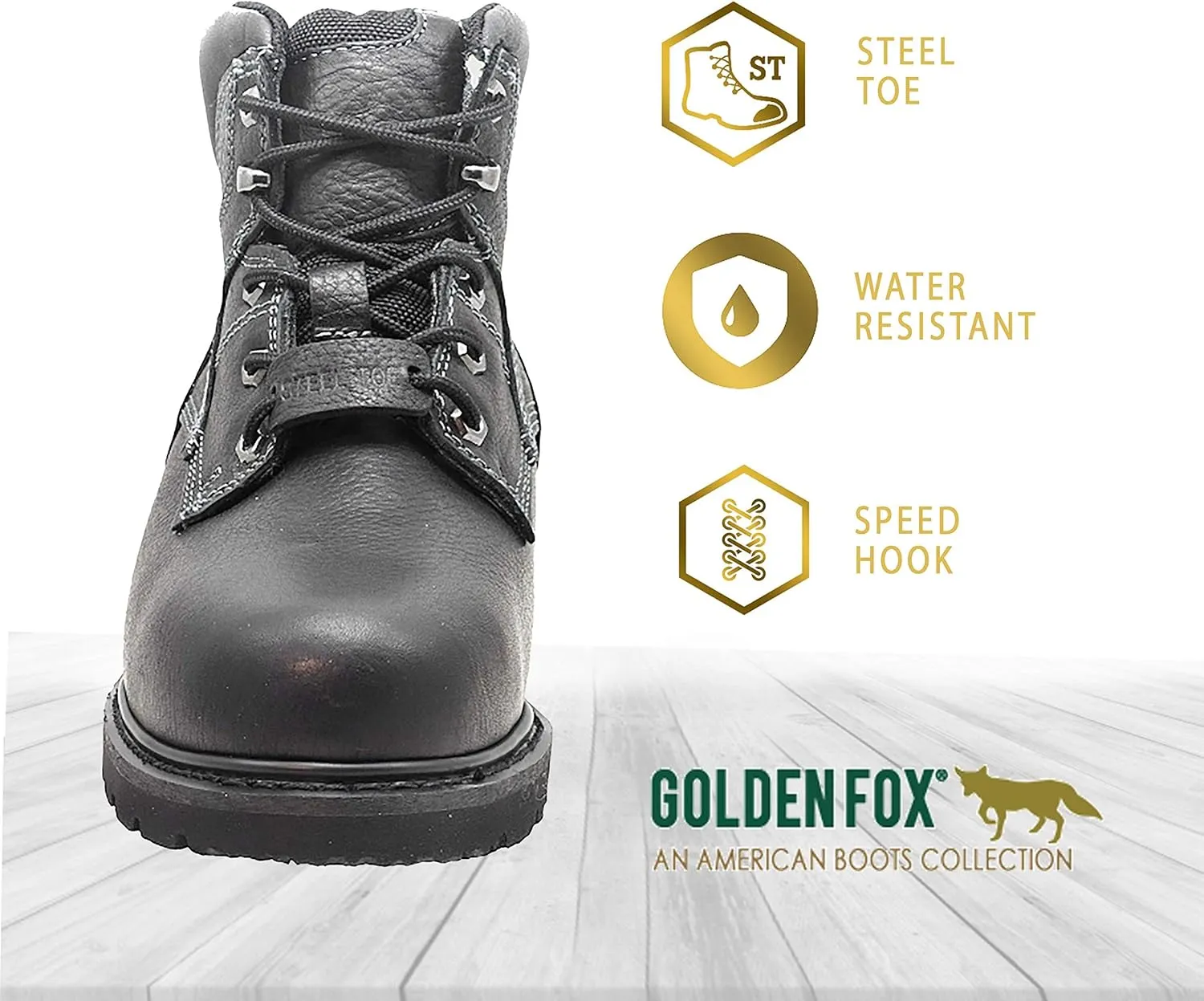 Golden Fox 6" Industrial Pro Safety Toe Work Boots | Men's Steel Toe Construction