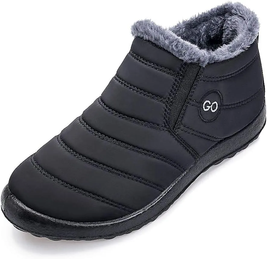 HARENCE Snow Boots for Women Winter Boot with Comfortable Warm Fur Lined Ankle Booties Outdoor Slip On Waterproof Short Boots