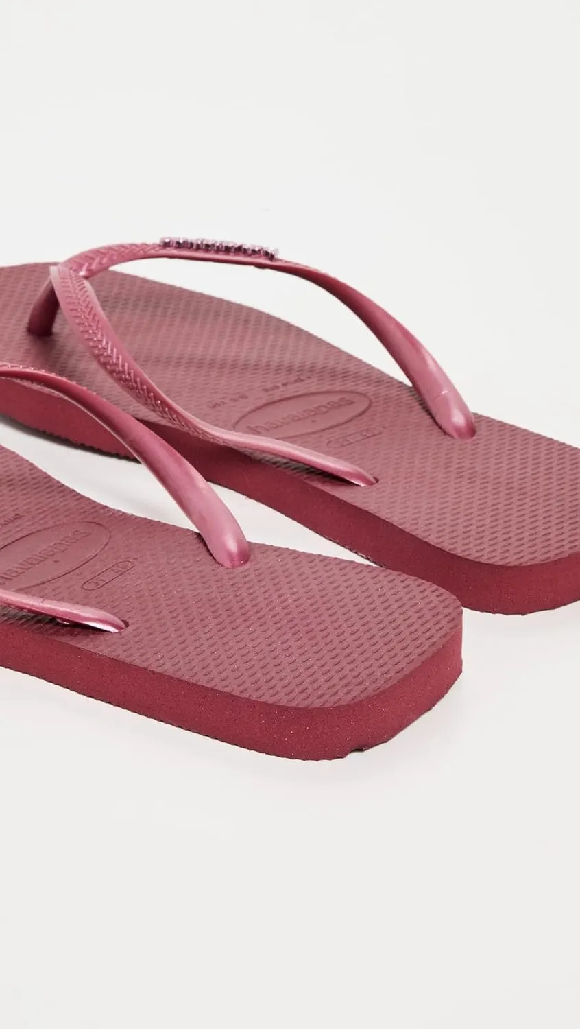 Havaianas Women's Slim Square Logo Metallic Flip Flops