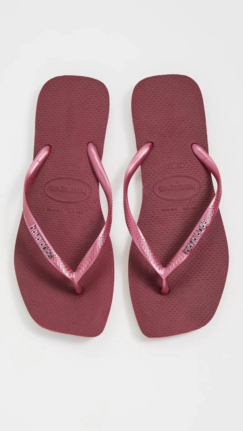Havaianas Women's Slim Square Logo Metallic Flip Flops