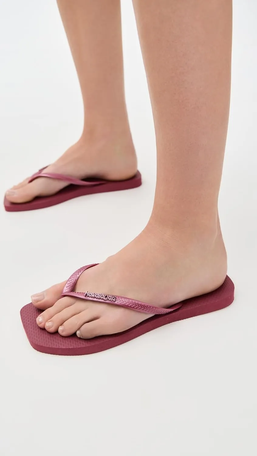 Havaianas Women's Slim Square Logo Metallic Flip Flops