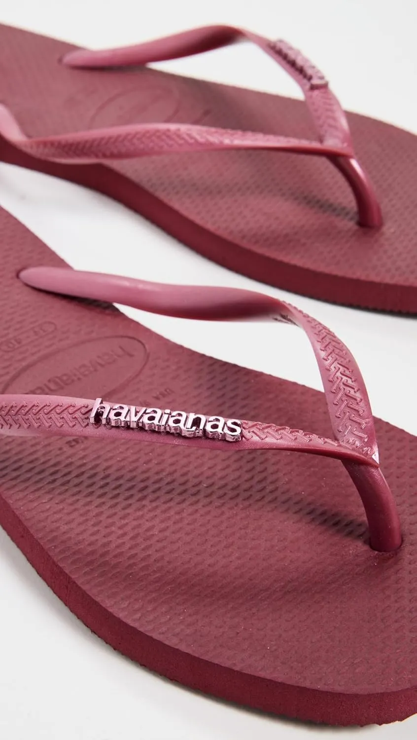 Havaianas Women's Slim Square Logo Metallic Flip Flops