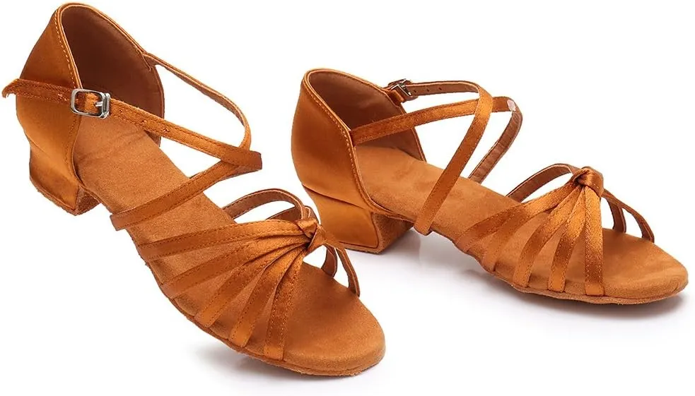 HIPPOSEUS Girls' Standard Latin Dance Shoes Low Heel 3.5CM,Model U1203