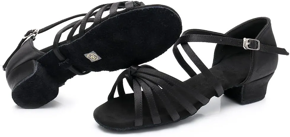 HIPPOSEUS Girls' Standard Latin Dance Shoes Low Heel 3.5CM,Model U1203