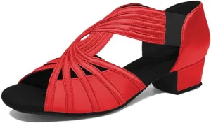 HIPPOSEUS Women Low Heel Latin Ballroom Dance Shoes Indoor Salsa Batchata Practice Dancing Shoes