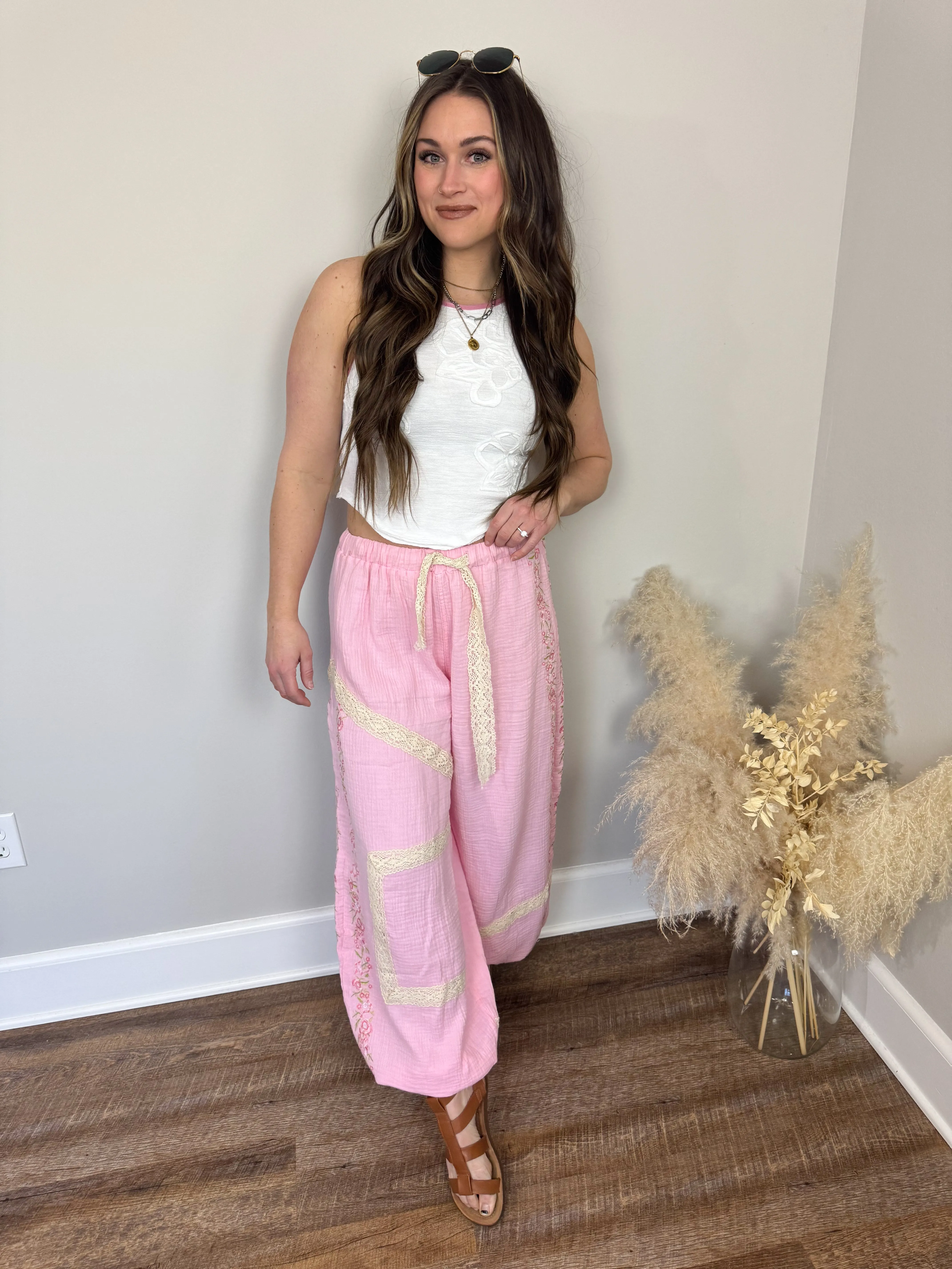 Hoffman Gauze Joggers | Candy Pink