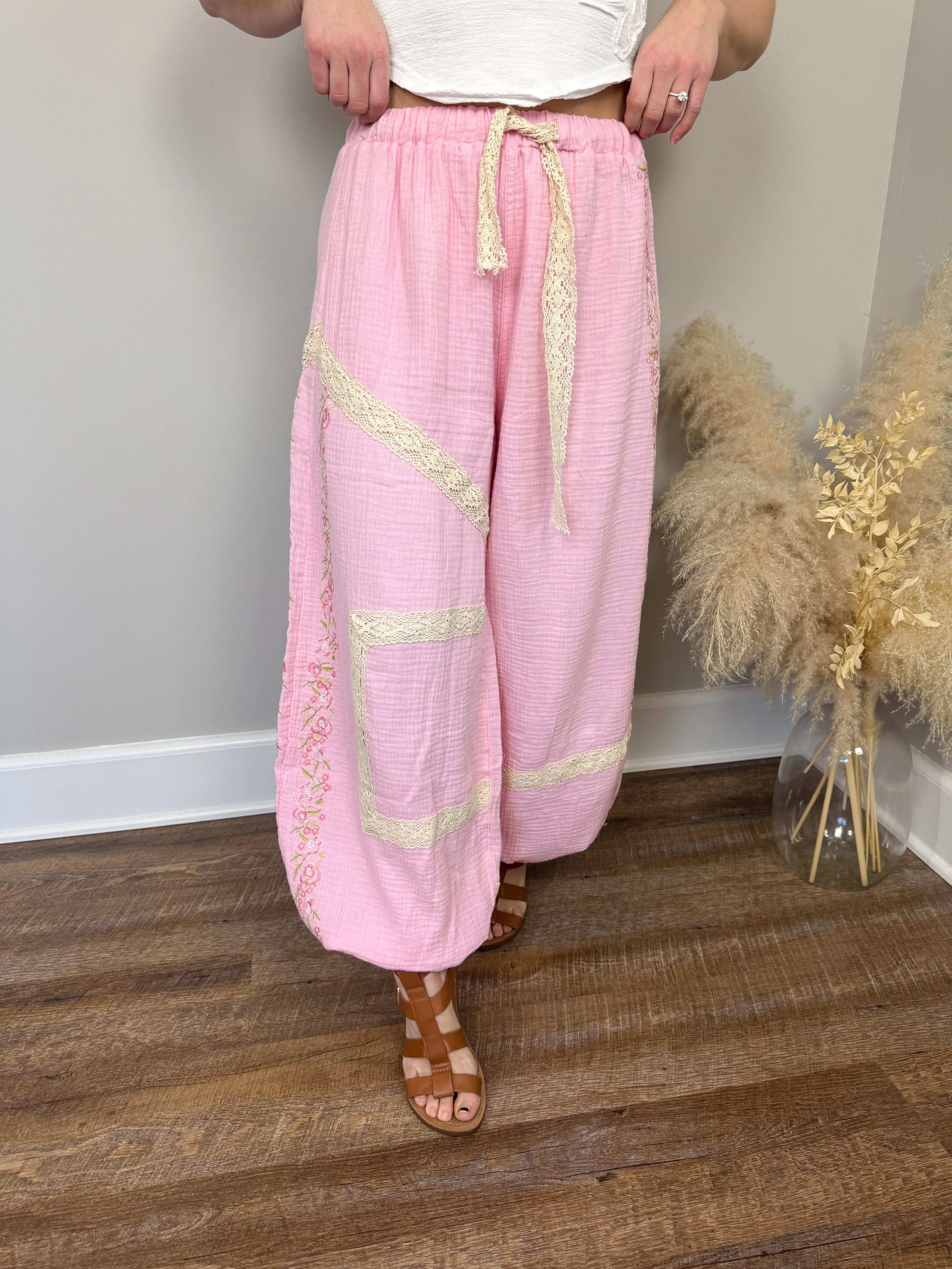 Hoffman Gauze Joggers | Candy Pink