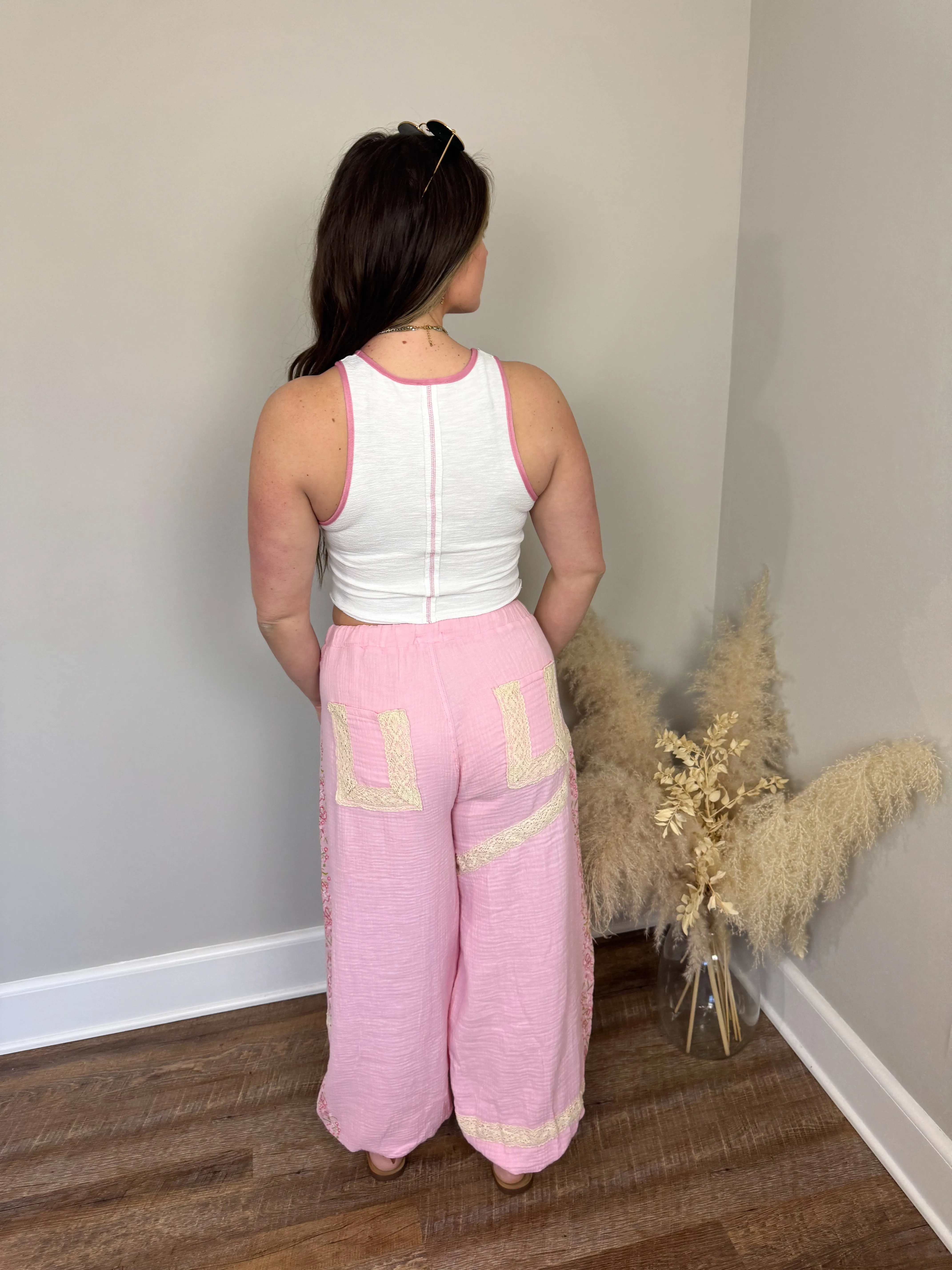 Hoffman Gauze Joggers | Candy Pink