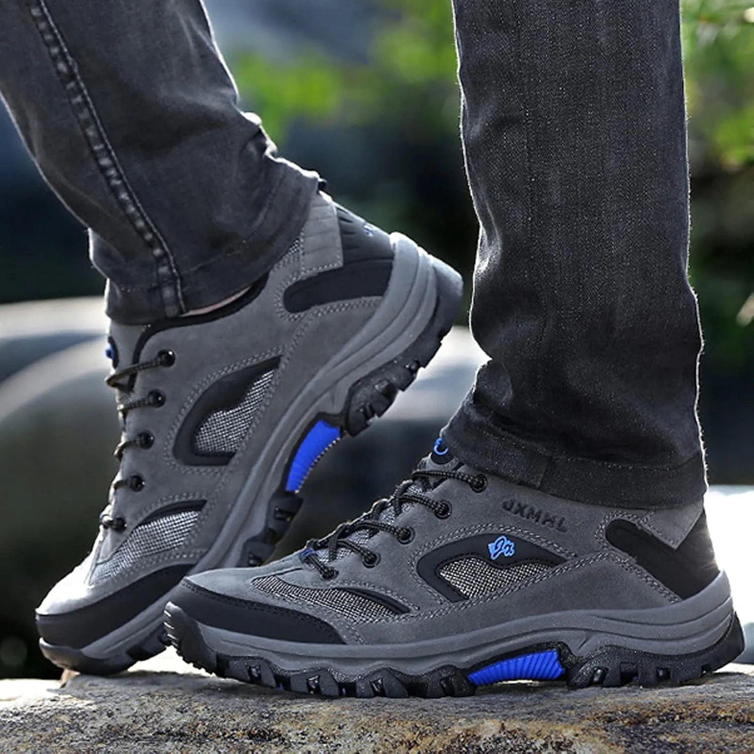 hongrenamz Mens Walking Lightweight Breathable Low Rise Hiking Trekking Waterproof Trainers