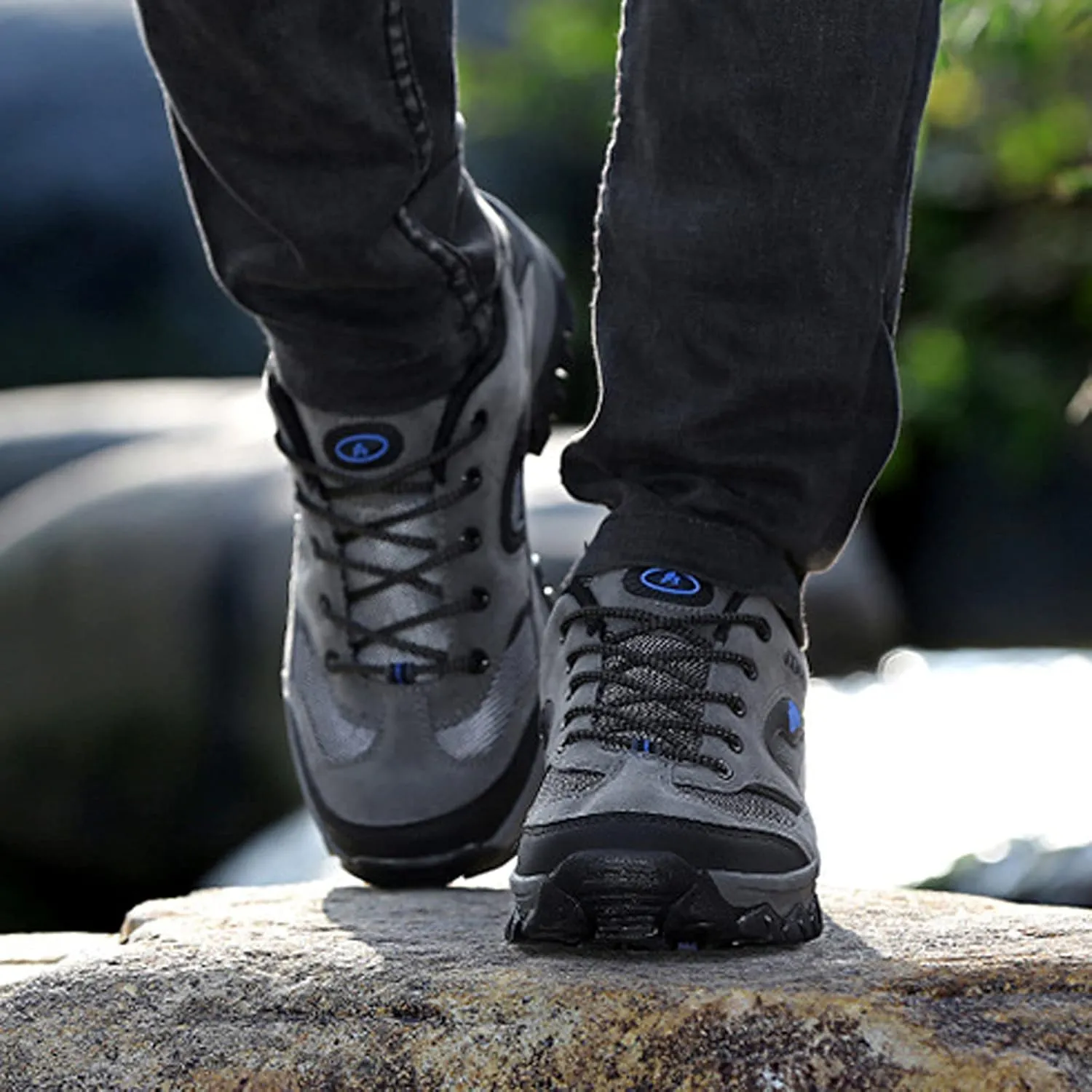 hongrenamz Mens Walking Lightweight Breathable Low Rise Hiking Trekking Waterproof Trainers