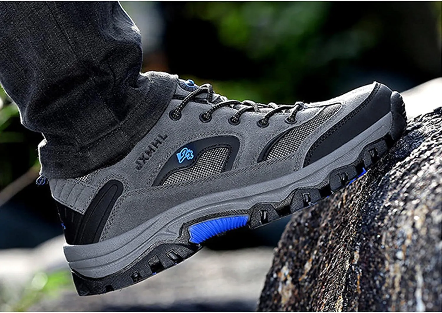 hongrenamz Mens Walking Lightweight Breathable Low Rise Hiking Trekking Waterproof Trainers