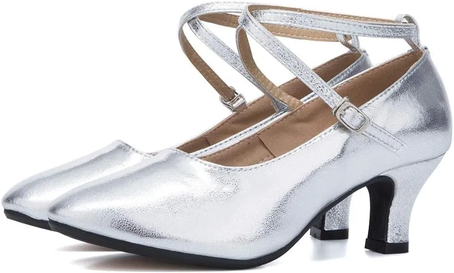 HROYL Women Latin Dance Shoes Ballroom Dance Shoes Performance Practice Salsa Bachata Dancing Shoes,Model DYZPHRD
