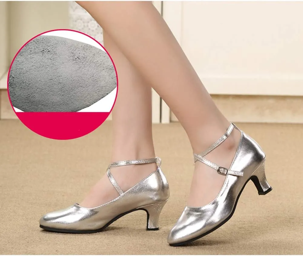 HROYL Women Latin Dance Shoes Ballroom Dance Shoes Performance Practice Salsa Bachata Dancing Shoes,Model DYZPHRD
