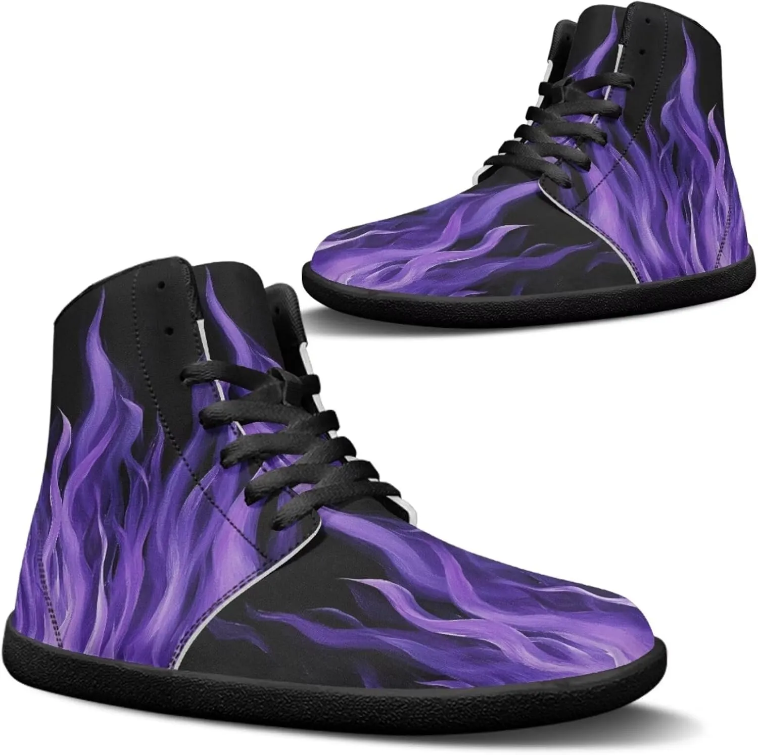 Jeiento Nature Pattern Mens Walking Shoes High Top Barefoot Running Shoes Wide Toe