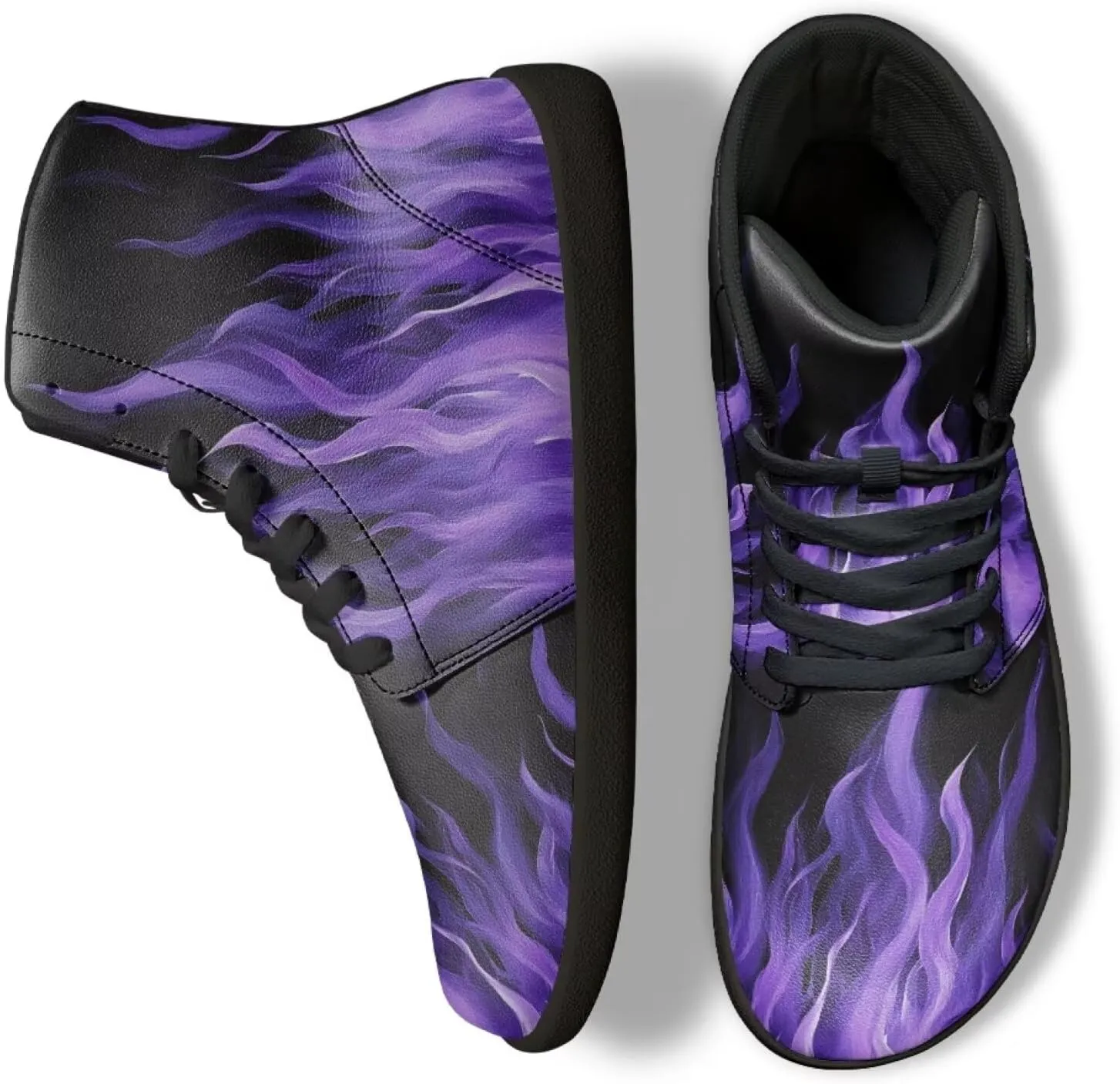 Jeiento Nature Pattern Mens Walking Shoes High Top Barefoot Running Shoes Wide Toe
