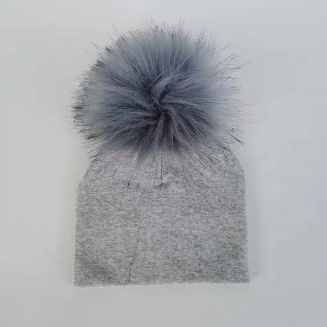 Kids Cotton Hats with Pompom