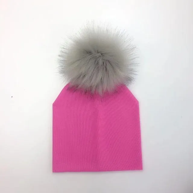 Kids Cotton Hats with Pompom
