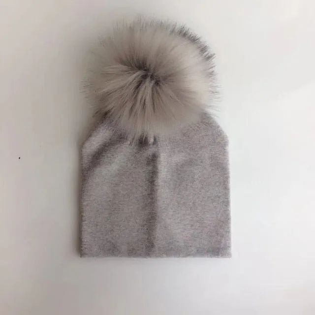 Kids Cotton Hats with Pompom
