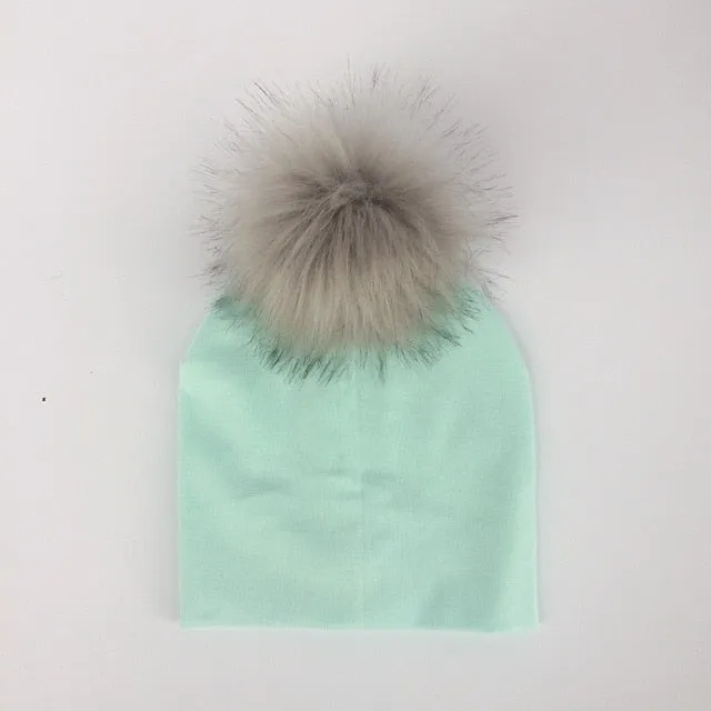 Kids Cotton Hats with Pompom