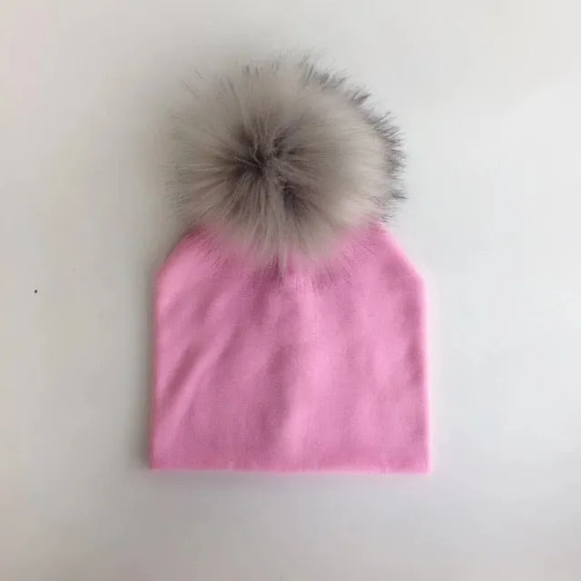 Kids Cotton Hats with Pompom