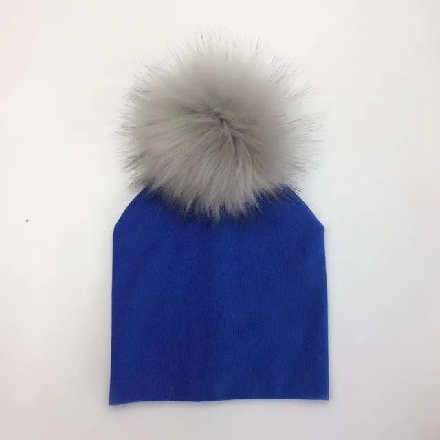 Kids Cotton Hats with Pompom