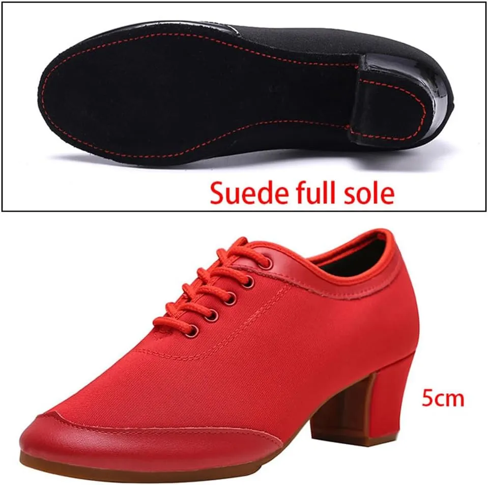 Ladies Dance Shoes Breathable Lace-Up Performance Teaching Shoes Canvas Latin Dancing Shoes for Salsa, Tango,Ballroom