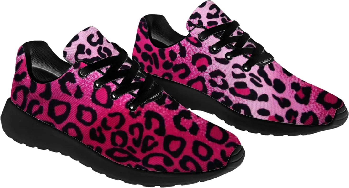 Leopard Cheetah Print Shoes Woman Tennis Shoes Athletic Running Shoes Soft Lightweight Walking Sneakers Gifts for Ladies Girls