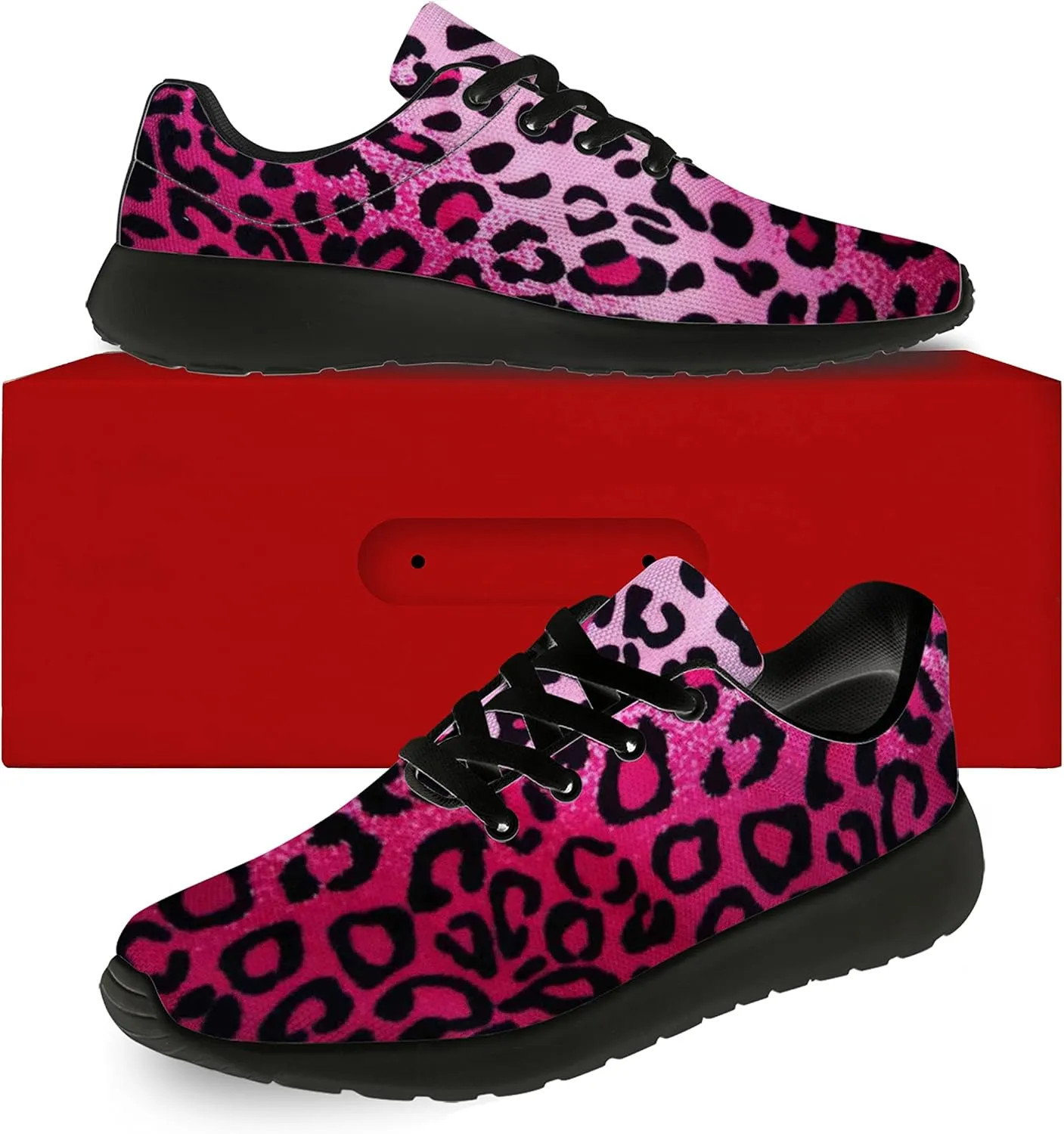 Leopard Cheetah Print Shoes Woman Tennis Shoes Athletic Running Shoes Soft Lightweight Walking Sneakers Gifts for Ladies Girls