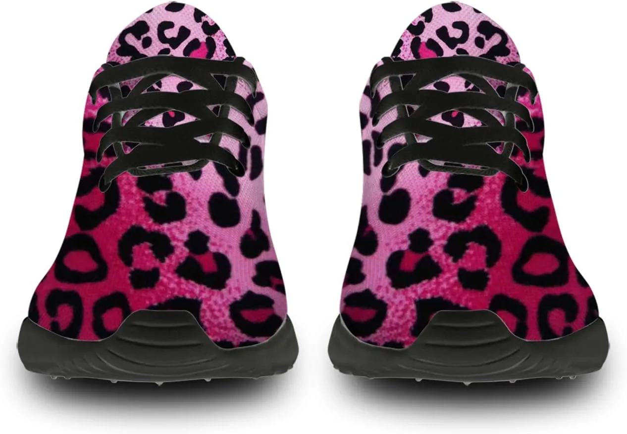 Leopard Cheetah Print Shoes Woman Tennis Shoes Athletic Running Shoes Soft Lightweight Walking Sneakers Gifts for Ladies Girls