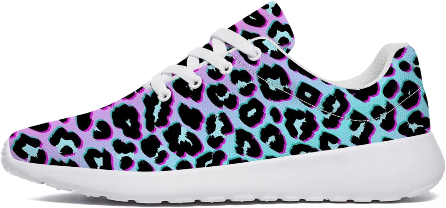 Leopard Cheetah Print Shoes Woman Tennis Shoes Athletic Running Shoes Soft Lightweight Walking Sneakers Gifts for Ladies Girls
