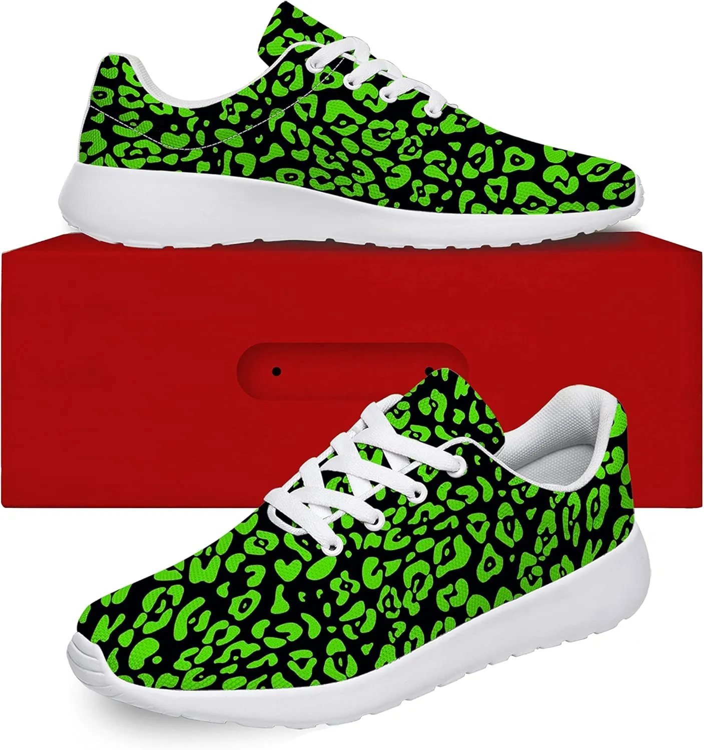 Leopard Cheetah Print Shoes Woman Tennis Shoes Athletic Running Shoes Soft Lightweight Walking Sneakers Gifts for Ladies Girls